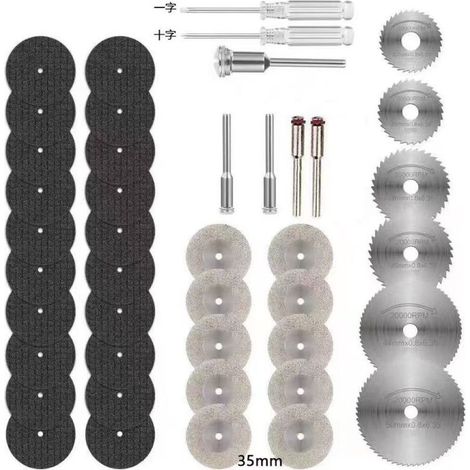 43 mini-lames diamantées pour scie circulaire Dremel, disques de coupe pour résine HSS, pour couper le bois, le métal, le plastique et la pierre. (1/5)