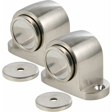 Piece Magnetic Alloy Door Stop with Locking Screw Holder, Brushed Finish, Field Mounted, (1/4)