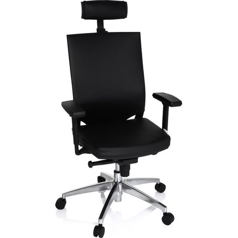 Bürostuhl / Chefsessel PORTO MAX HIGH Leder schwarz hjh OFFICE