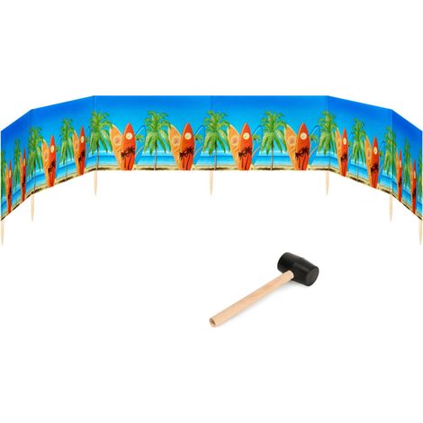 Garronda Paravent Plage Coupe-Vent Camping Brise-Vent avec Marteau en Caoutchouc 8 m GAEX001 (Planches de Surf, 8 m)