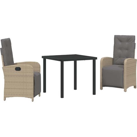 Ensemble de salle à manger pour jardin 3 pcs,Salon de jardin Beige polyrotin CFW83129 (1/5)
