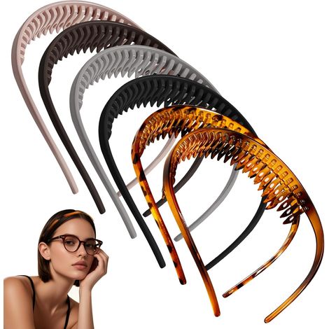 Set of 6 plastic headbands for glasses wearers – Non-slip U-shaped headbands for women – Glasses-compatible headbands (Women and Men) – Secure headbands (1/5)