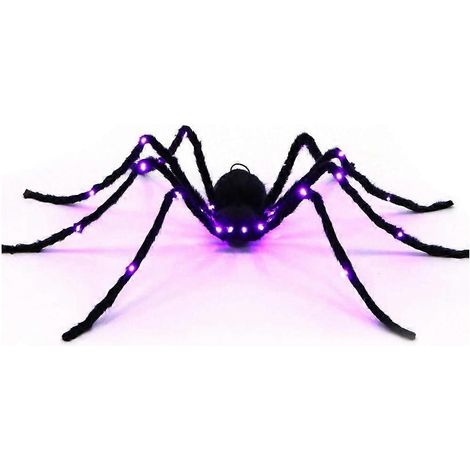 Décoration d'araignée géante lumineuse pour Halloween, araignée poilue, pour la décoration intérieure et extérieure, 1,25 m (1/5)