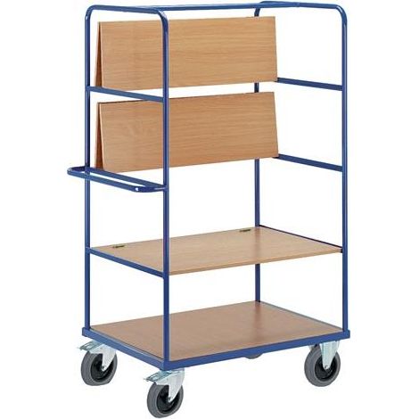 Rollcart Klapp-Etagenwagen 1880mm hoch 2 Wände offen mit Ladefläche und 3 faltbaren Böden im Buchendekor 1400x800mm (1/2)