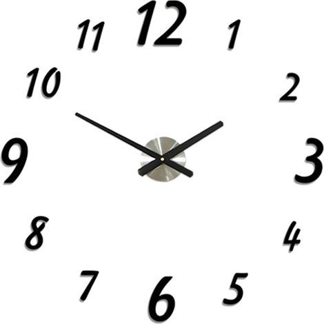 Horloge murale DIY Miroir 3D Silencieuse Sans Cadre Moderne Grand Format Acrylique Noir pour Salon Bureau Décoration Intérieure (1/5)