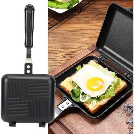 Sandwichmaker für zu Hause aus doppelseitiger, antihaftbeschichteter Aluminiumlegierung fürs Frühstück eine praktische und sparsame Toastpfanne - Crezuo