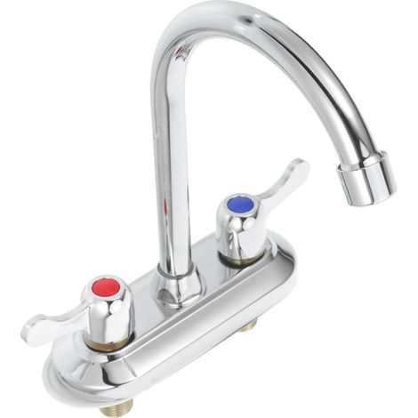 Mitigeur de lavabo, inox/cuivre, argenté, pour salle de bain (1/5)