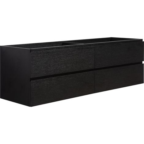 Badplaats Mobile Sottolavabo Angela 160 x 48 cm – Nero Effetto Legno – Mobile Sospeso con Cassetti