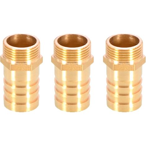 3 pièces de raccords de tuyau d&39arrosage cannelés en laiton - Connecteur coupleur de 25 mm à tuyau mâle BSP fileté de 3/4&34 - Adaptateur de tuyau (1/3)