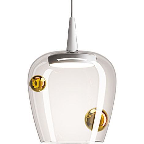 Zafferano Lampada a sospensione Bilia 18 LED 8W 2700K 645lm Vetro Borosilicato Bianco e Oro Antico Design Elegante per Interni Modulare IP40