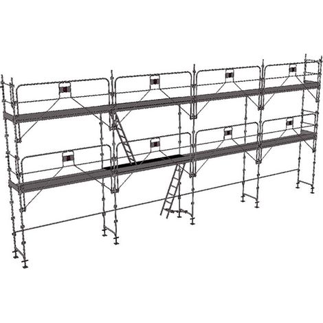 Echafaudage fixe de façade 78m² - Structure + Planchers + Plinthes - Version garde-corps - DUO78GC-SPP (1/5)