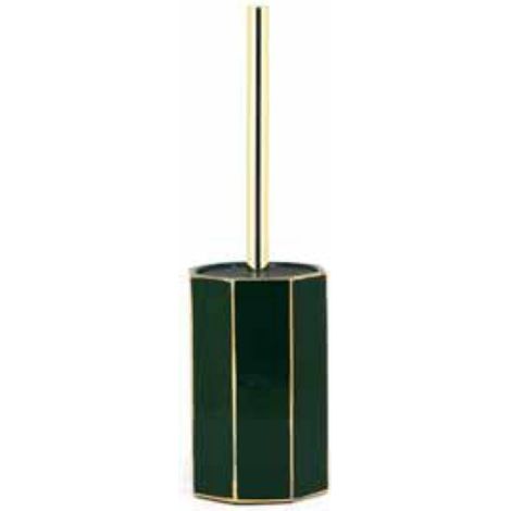 Porta scopino d'appoggio verde e oro in ceramica - Serie Smeraldo