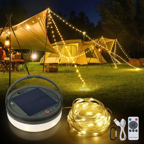 SMY Guirlande Lumineuse Camping Enroulable 13M 160LED 3600mAh Rechargeable Énergie Solaire USB Lampe Guirlande Camping Télécommande (1/5)