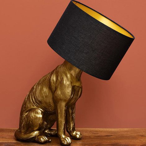Lampe chien doré et noir 60x31x44cm (1/2)