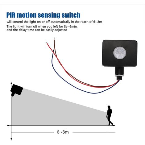 90–250 V PIR-Bewegungsmelder mit Infrarotsensor für Haus- und Gartenbeleuchtung, automatisches Ein-/Ausschalten (1/5)