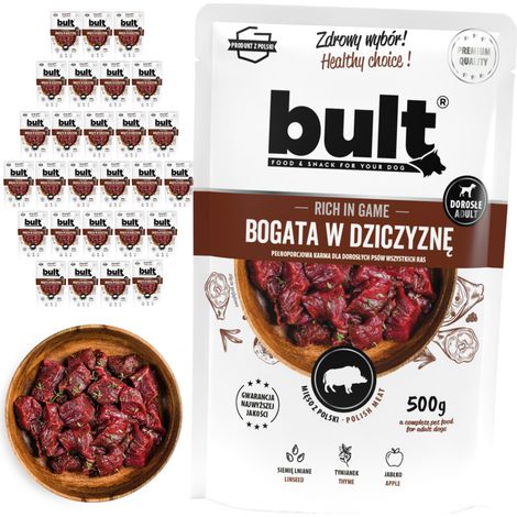 BULT Nassfutter für Hunde, Hirschfleisch, 30 x 500 g Beutel (1/2)