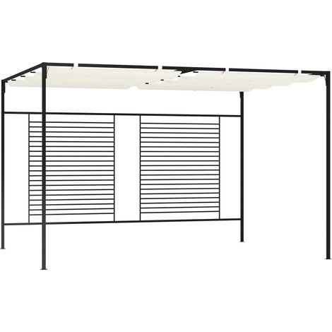 Pavillon mit Ausziehbarem Dach 3x4x2,3 m Cremeweiß 180 g/m²