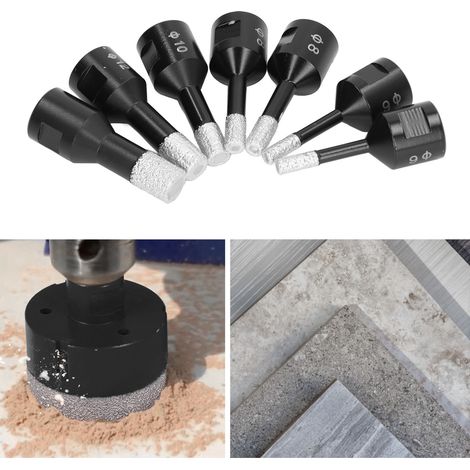 Jeu de 7 scies cloches diamantées M14 pour brasage à sec/humide, pour carreaux de céramique, marbre et granit (6/6/8/8/10/12/14 mm) (1/5)