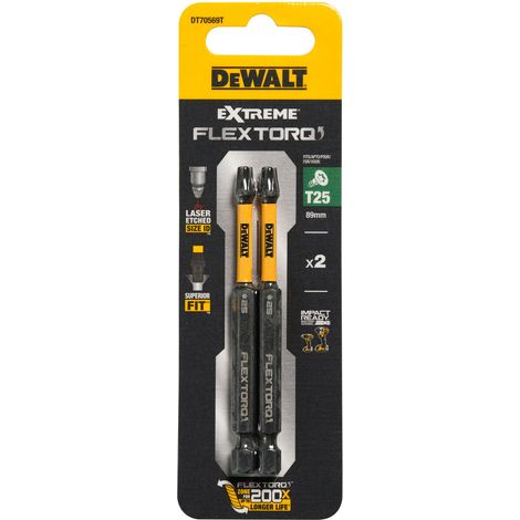 Dewalt – Embouts de vissage T25 – Lot de 2 – Longueur 85 mm – Pour visseuse – Résistance élevée pour matériaux durs