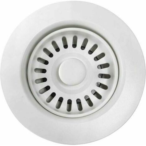 Bonde d'Évier de Cuisine en Polymère Blanc avec Filtre à Panier Amovible, Pour Ouvertures de Vidange de 4.5 cm.
