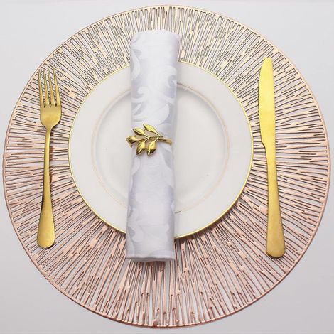 Ensemble de 8 sets de table ronds ajourés en métal pressé, vinyle et plastique, décorations de table pour les fêtes et les mariages, centre de table (1/4)