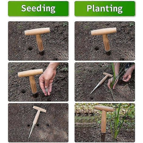Filiyano-Perforateur de jardin, planteuse d'oignons manuelle, planteuse de graines avec pointe en acier (1/2)