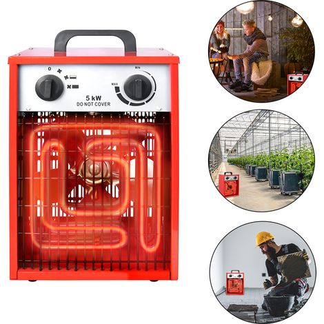 Froadp 5KW Elektro-Heizgeräte 4-Gang Temperaturregler Einstellbarer Elektroheizgebläse 400V Industrielle Elektroheizung mit Überhitzungsschutz Hitzebeständigen Griff & Rutschfesten Basis (1/4)