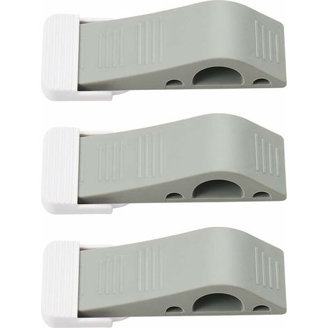 Door Stopper Rubber Door Stop, Door Wedge Stopper Floor Works on Multi Floor Surfaces, Door Security and Door Jammer Suitable for Door Bottom Clearance Within 0.8", Stop with Door Holder (3 Pcs Gray) (1/5)