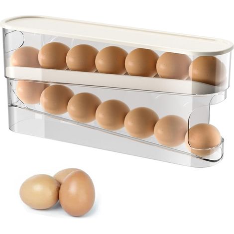 Distributeur d'œufs empilable avec couvercle contenant 12 œufs rangement à 2 niveaux (1/5)