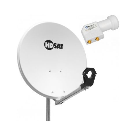 Pack HDSAT Parabole satellite acier 65cm + LNB Twin HD 4K 0,1dB idéal Astra Eutelsat (1/4)