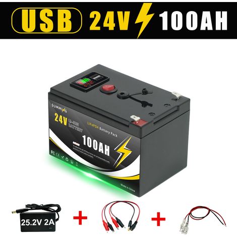 24V 120AH Lithium Iron Phosphate Battery - One unit shipped with label replacement supported - 100AH + charger included - 25.2V