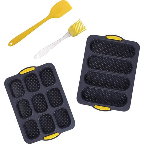 Lot de 2 moules à baguettes en silicone, avec 2 pinceaux, noir (1/5)