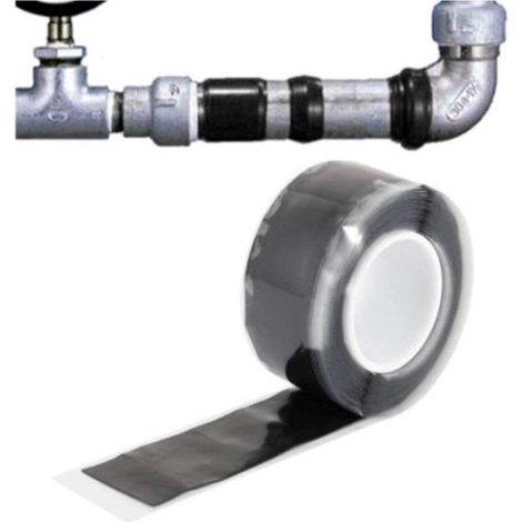 3m 2 Rouleau de ruban adhésif en silicone noir imperméable à l'eau résistant aux hautes températures pour réparer les tuyaux d'eau (1/5)