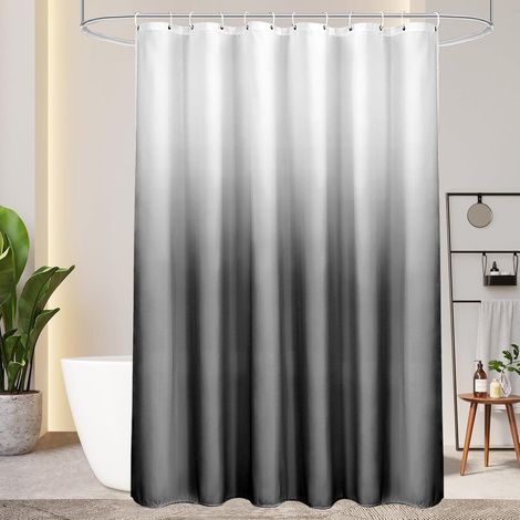 Duschvorhang Textil 200X200cm Grau Wasserdicht Waschbar Antischimmel mit 14 (1/5)