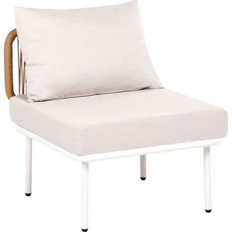 Module de Fauteuil de Jardin Moderne en Métal Rotin PE Tissu 1 Place Beige Clair Baucina (1/5)