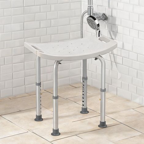 Tabouret de douche réglable en aluminium et HDPE branco e Prata (1/5)