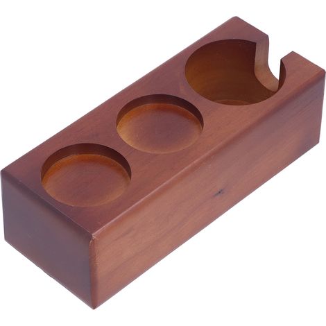 3-facher Tamperhalter aus Holz, Siebträger-Aufbewahrungsständer, Tamperstation-Organizer, Kaffeefarbe, seitliche Öffnung (1/5)