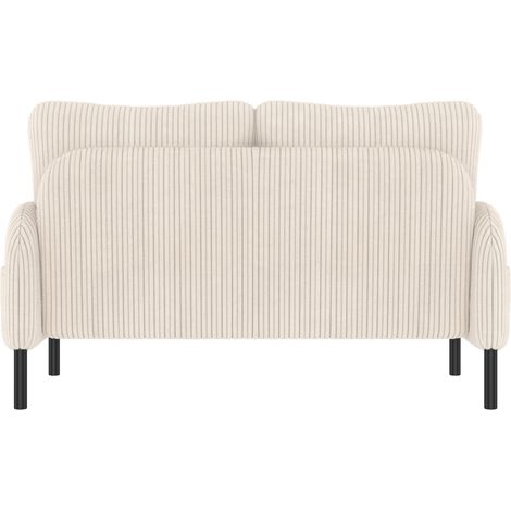 Divano a 2 posti in velluto a coste beige con tasche laterali e gambe in metallo MODENUIT (1/5)