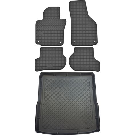 Set di tappetini in gomma per auto e tappetino per bagagliaio per Volkswagen Passat B6 Kombi dal 2005 al settembre 2010.