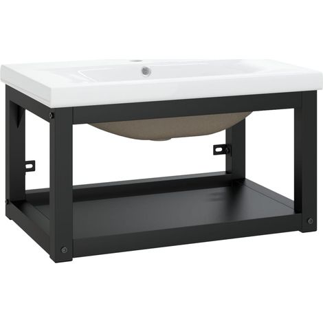 Cadre de lavabo de salle de bain vasque à encastrer Noir Fer