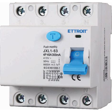 ETTROIT JX344068 Interruttore Differenziale Puro 4P 40A 300mA 380V-6KA CLASSE A (1/3)