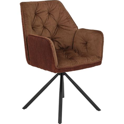 Tische, Lot De 1 Chaise avec Accoudoirs, Revêtement en Velours Côtelé Cuivre, Surpiqûre Intérieure, Pivotante À 180°, Retour Automatique (1/5)