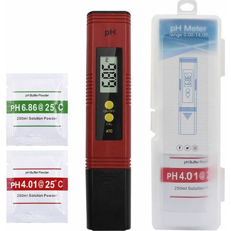 Tester per la qualità dell'acqua, misuratore elettronico di pH, TDS e EC, termometro, autocalibrazione, set 4 in 1 per piscina, acquario, sistema RO, laboratorio (rosso) (1/5)