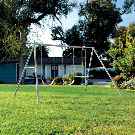 Altalena da giardino 3 giochi 2 seggiolini e dondolo ottagonale per bambini 3-10 anni INTEX 44123 (1/5)