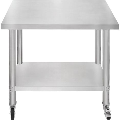 Kukoo – Table de travail inox 76x90cm – Hauteur 86cm – Charge 160kg – 4 roulettes amovibles – Idéale pour cuisine professionnelle