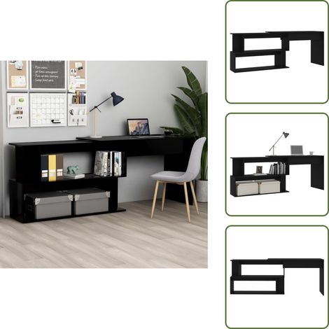 Eckschreibtisch Schwarz 200x50x76 cm Holzwerkstoff - Eckschreibtisch - Schreibtisch Schwarz - Holzwerkstoff Schreibtisch - Drehbares Schreibtisch - Home Office Möbel