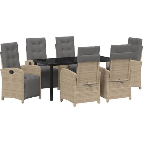Maison Exclusive - Conjunto de Comedor de Jardín 7 pcs Beige ratá (1/5)