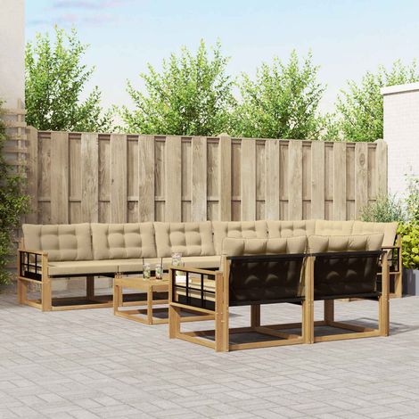 vidaXL Outdoor-Sofagarnitur 9 pcs Weiß und Beige 79 x 79 x 37 cm (1/5)