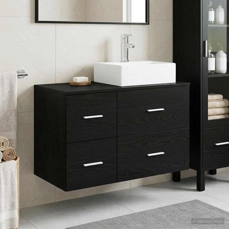 vidaXL Bathroom Furniture Set 2 pcs Black Oak Engineered Wood (1/5)