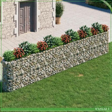 Lit surélevé gabion - FAFEICY - 152038 - Fer galvanisé - 540 x 50 x 100 cm - Argenté (1/5)